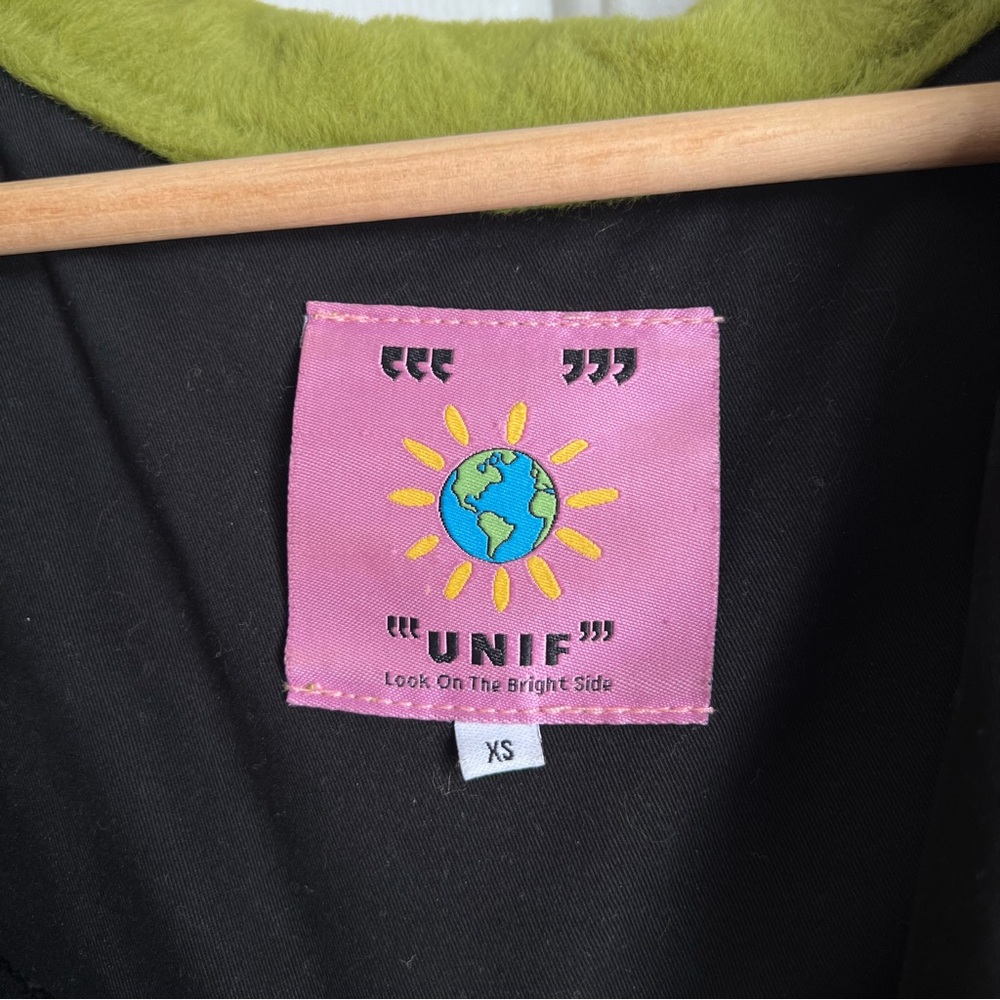 Unif Debbie Jacket Green Fuzzy Snap Button Oversi… - image 8